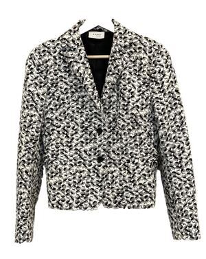 Akris Punto Textured Blazer Womens 6 Black & White Jacket Work Business, Cropped
